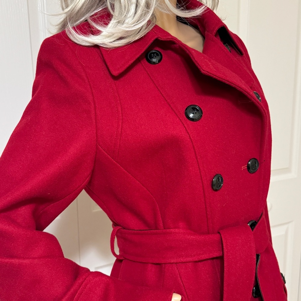 ANA Wool Red Double Breasted Jacket Coat Sz Medium - Picture 4 of 16